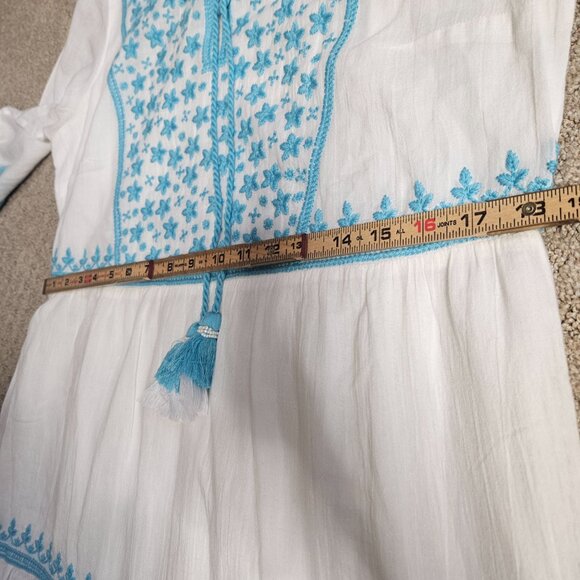 Soft Surroundings Juniper Womens Embroidered Maxi Dress SZ Small White Blue Boho - Picture 14 of 16